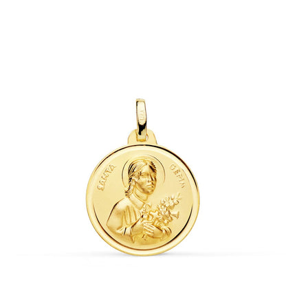 18K MEDALLA ORO AMARILLO SANTA GEMA BISEL 18 MM