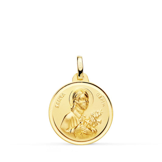 18K MEDALLA ORO AMARILLO SANTA GEMA BISEL 18 MM