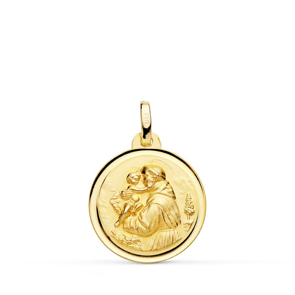 18K MEDALLA ORO AMARILLO SAN ANTONIO BISEL 18 MM