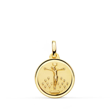 18K MEDALLA ORO AMARILLO CRISTO DE LA LAGUNA BISEL 16 MM 1.85 GR
