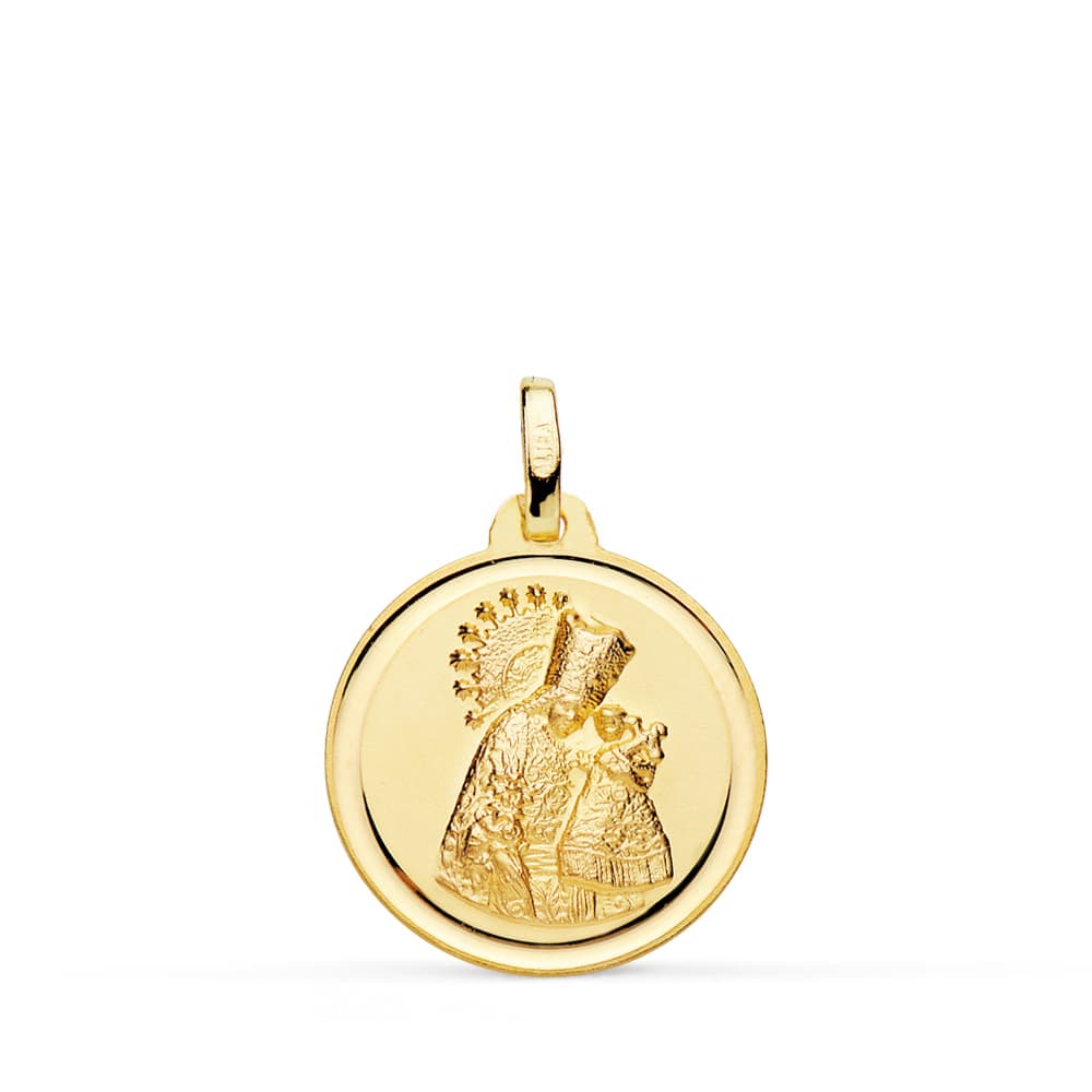 18K MEDALLA ORO AMARILLO VIRGEN DE LOS DESAMPARADOS BISEL 18 MM