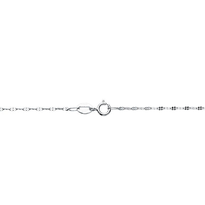 18K CADENA MACIZA ORO BLANCO ESLABONES PLANOS TALLADOS 1.5 MM 40CM