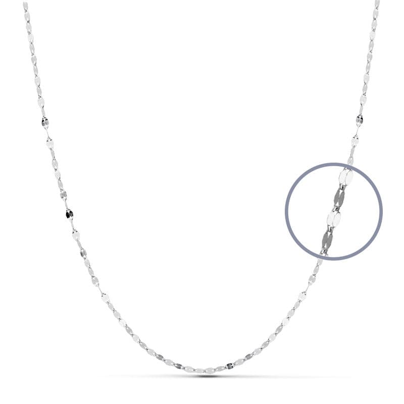 18K CADENA MACIZA ORO BLANCO 40CM 1.8 MM