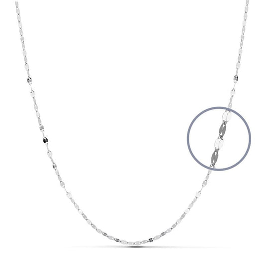 18K CADENA MACIZA ORO BLANCO 40CM 1.8 MM