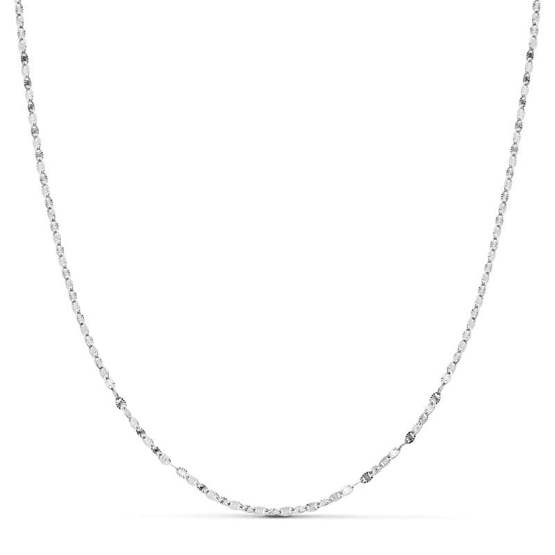 18K CADENA MACIZA ORO BLANCO DIAMANTADA 40CM 1.5 MM