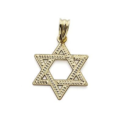 18K COLGANTE ORO AMARILLO ESTRELLA DE DAVID 23X18 MM TALLADA
