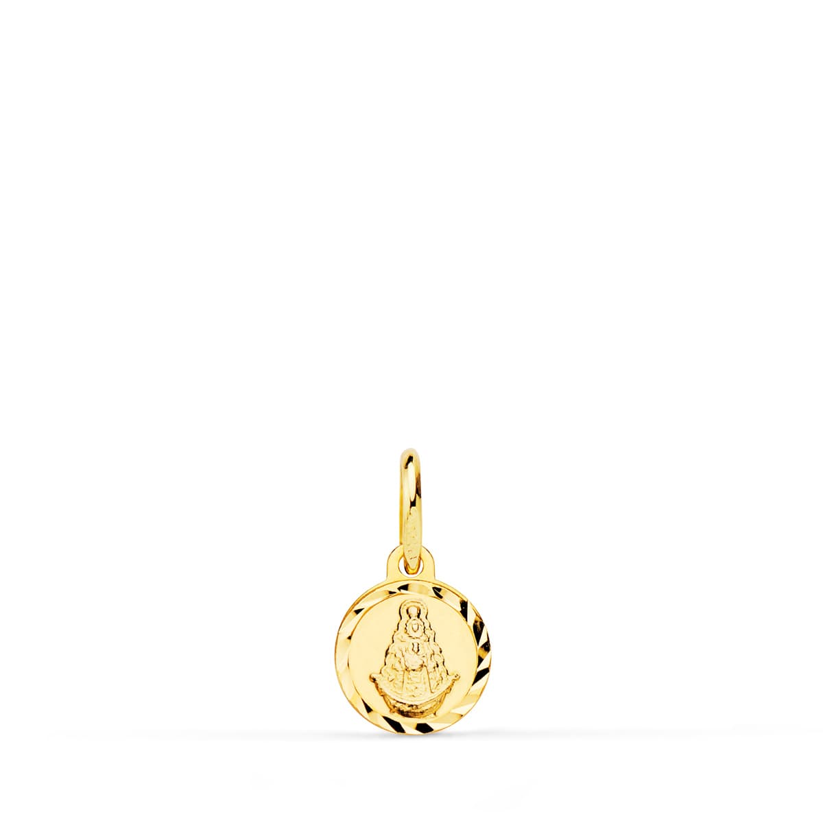 18K MEDALLA ORO AMARILLO LENTEJA VIRGEN DEL ROCIO TALLA HELICE 8 MM