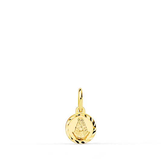 18K MEDALLA ORO AMARILLO LENTEJA VIRGEN DEL ROCIO TALLA HELICE 8 MM
