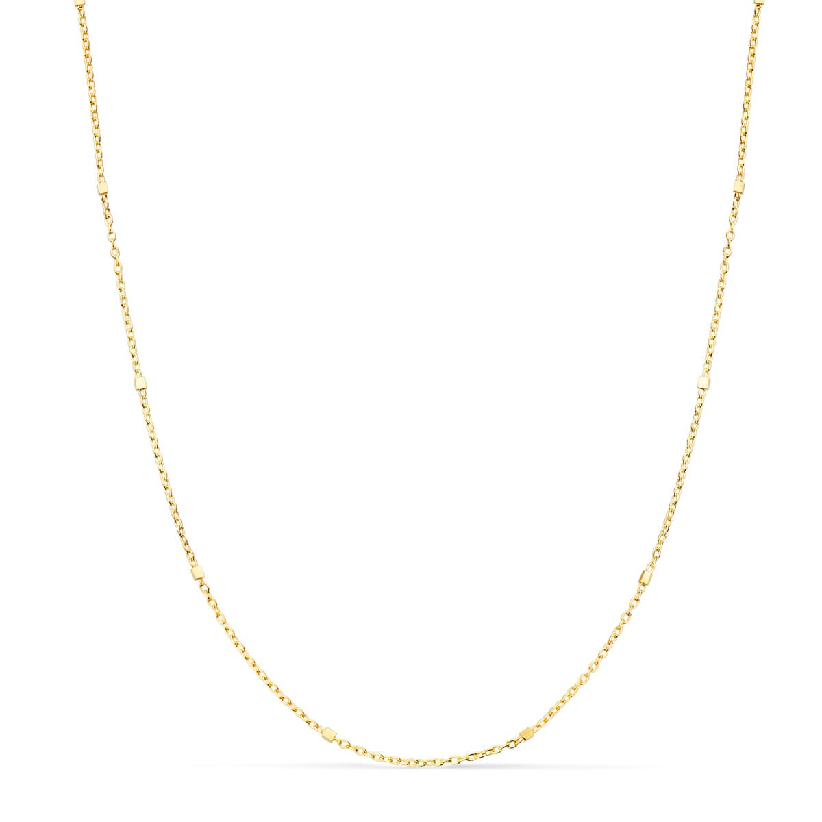18K CADENA MACIZA ORO AMARILLO COMBINADA FORZADA Y CUBOS. LARGO 45CM ANCHO 1 MM