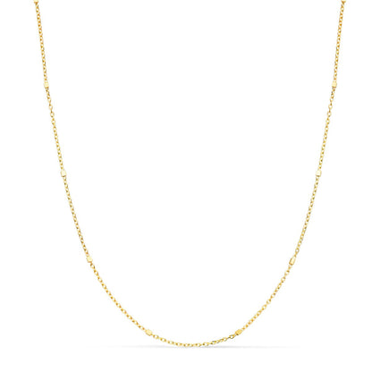 18K CADENA MACIZA ORO AMARILLO COMBINADA FORZADA Y CUBOS. LARGO 45CM ANCHO 1 MM
