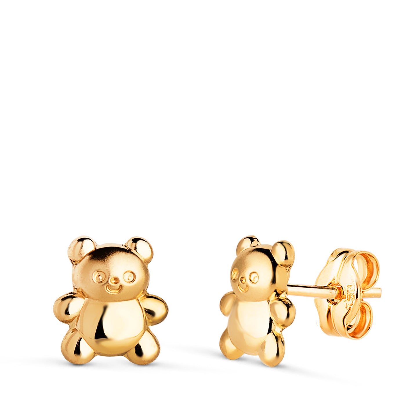 18K PENDIENTES ORO AMARILLO OSOS MATE Y BRILLO. MEDIDA: 7 X 6 MM. CIERRE PRESION