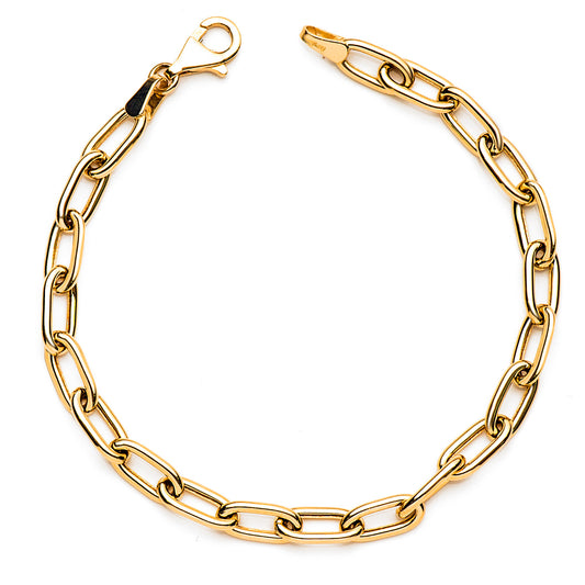 18K PULSERA ORO AMARILLO ESLABONES HUECOS ANCHO: 5 MM. LARGO: 19CM