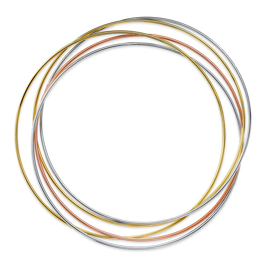 18K PULSERA ORO TRICOLOR 5 AROS LISOS DIAMETRO: 62MM. ANCHO: 1 MM