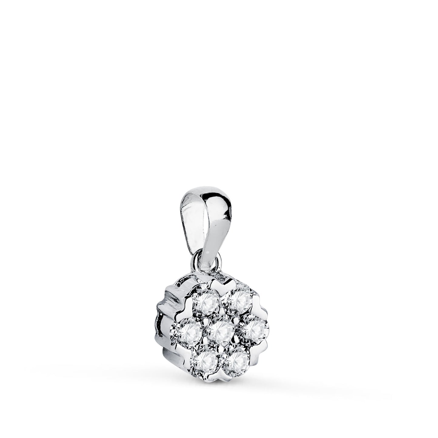 18K COLGANTE ORO BLANCO DIAMANTES DE LABORATORIO TALLA BRILLANTE 0,30 QTES. G-VS2. MEDIDA: 7 X 7 MM