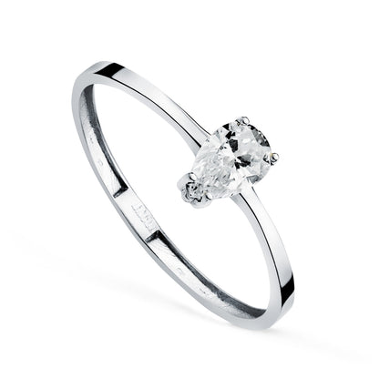 18K SORTIJA ORO BLANCO DIAMANTE LABORATORIO TALLA PERA 0,35 QTES. VS2 - G. ANCHO: 6 MM