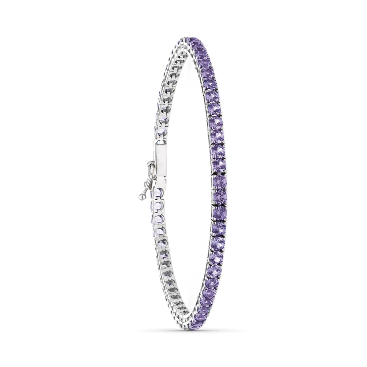 18K PULSERA ORO BLANCO PIEDRAS AMATISTAS 19CM