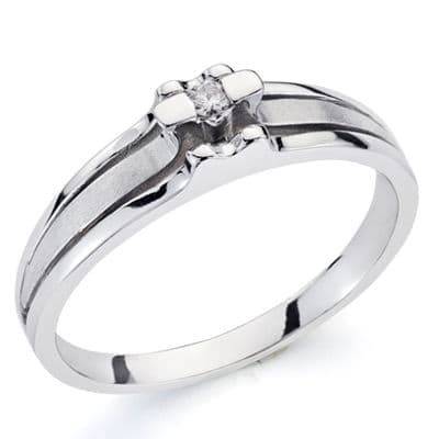 18K SORTIJA ORO BLANCO DIAMANTE 0.042 QTS. ANCHO: 5MM