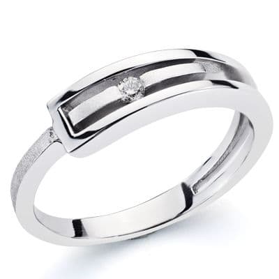 18K SORTIJA ORO BLANCO DIAMANTE 0.046 QTS.