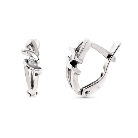 18K PENDIENTES NIÑA ORO BLANCO CON DIAMANTES NATURALES. CIERRE CATALAN