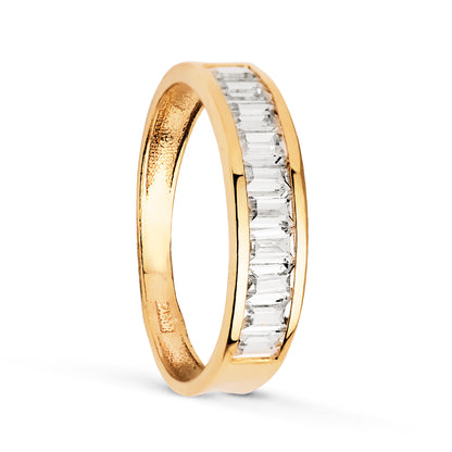 18K ALIANZA ORO AMARILLO CIRCONITA BARRITAS. ANCHO: 4,5 MM