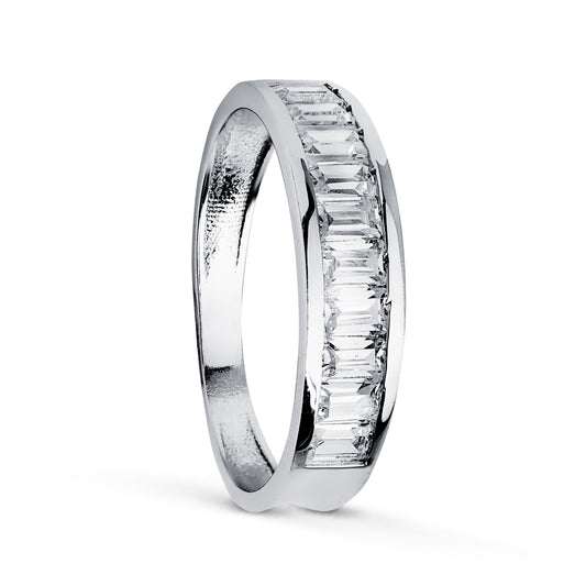 18K ALIANZA ORO BLANCO CIRCONITA BARRITAS. ANCHO: 4.5 MM.