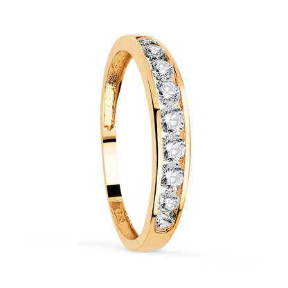 18K ALIANZA ORO AMARILLO CARRIL CON CIRCONITAS. ANCHO: 3,5 MM