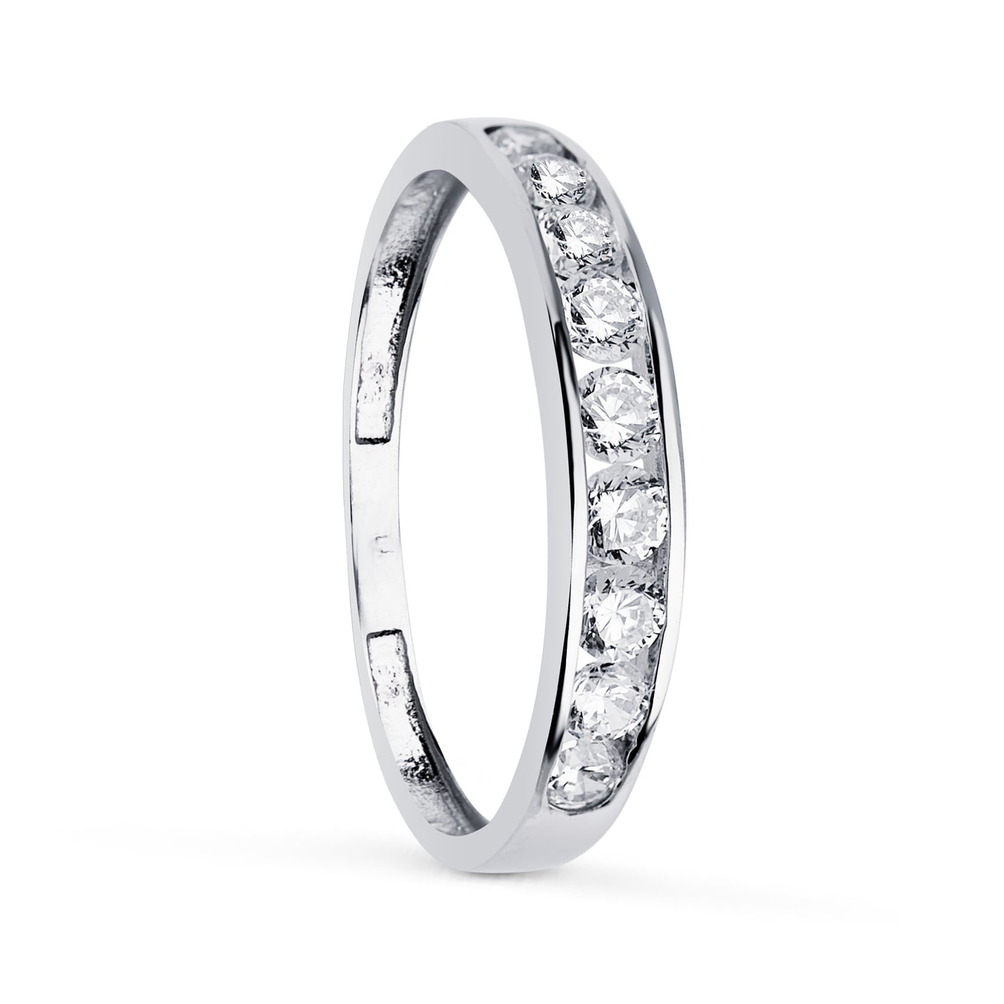 18K ALIANZA ORO BLANCO CARRIL CIRCONITAS. ANCHO: 3.5MM.
