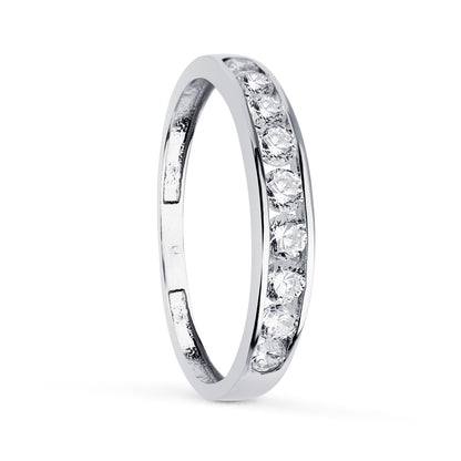 18K ALIANZA ORO BLANCO CARRIL CIRCONITAS. ANCHO: 3.5MM.