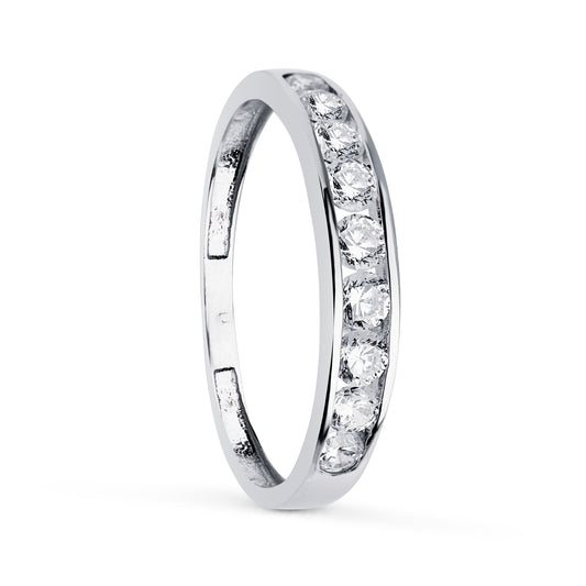 18K ALIANZA ORO BLANCO CARRIL CIRCONITAS. ANCHO: 3.5MM.