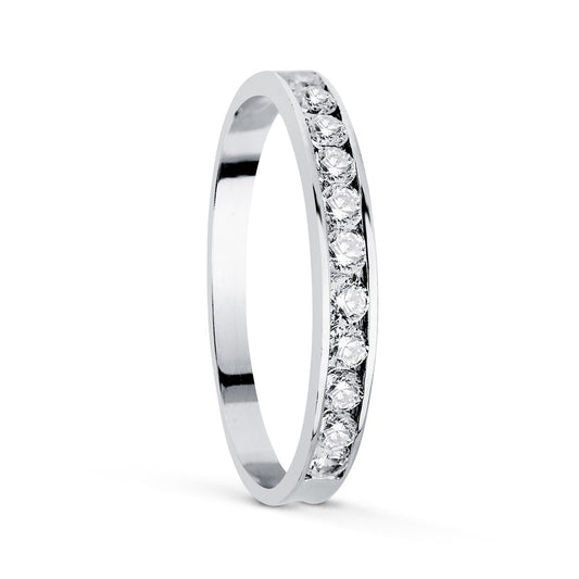 18K ALIANZA ORO BLANCO CARRIL CIRCONITAS. ANCHO: 2.5MM.