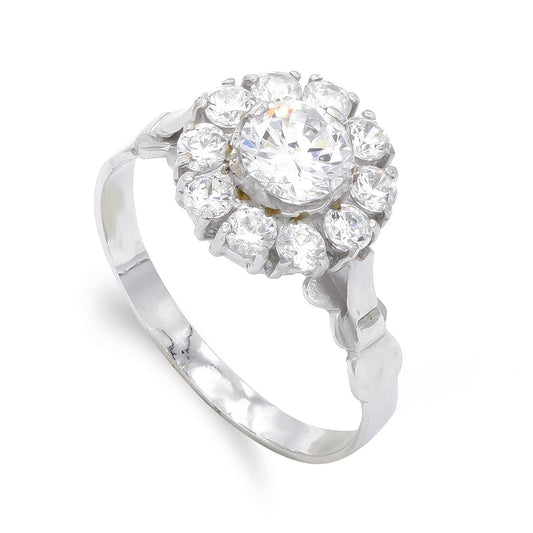 18K SORTIJA ORO BLANCO CUAJO CON CIRCONITAS. ANCHO: 11 MM