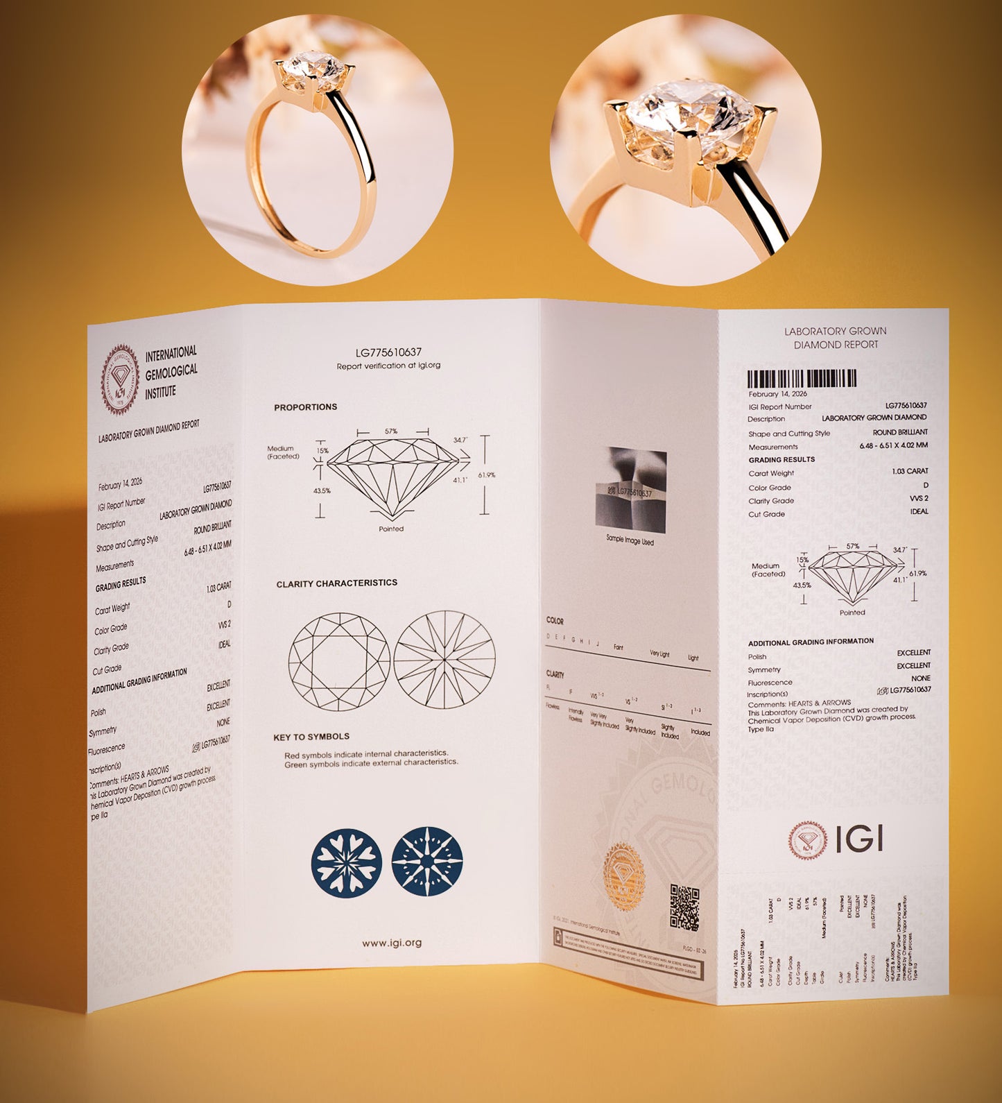 18K SOLITARIO ORO AMARILLO 4 GARRAS CON DIAMANTE LABORATORIO 1,03 QTES. TALLA BRILLANTE. D - VS2 CON CERTIFICADO DEL INSTITUTO GEMOLOGICO INTERNACIONAL
