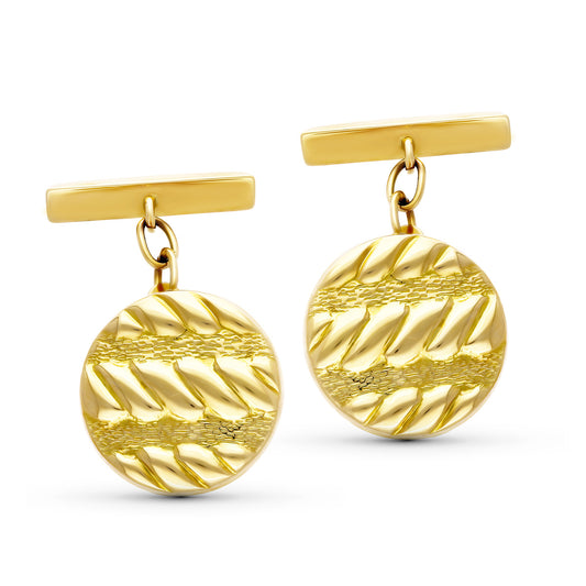 18K GEMELOS ORO AMARILLO REDONDO GALLONES