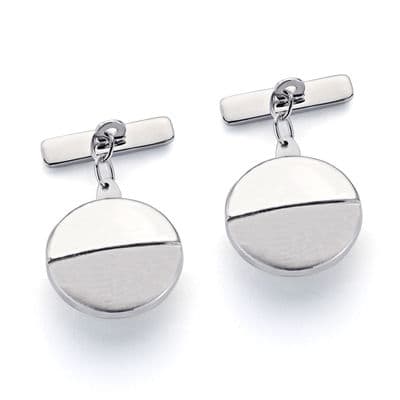 18K GEMELOS ORO BLANCO MATE Y BRILLO 15X15 MM