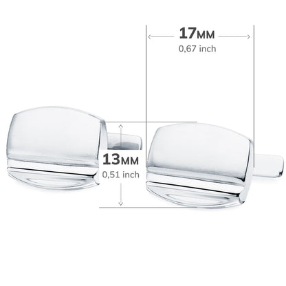 18K GEMELOS ORO BLANCO TONEL MATE Y BRILLO 17X13 MM CIERRE RIGIDO OSCILANTE