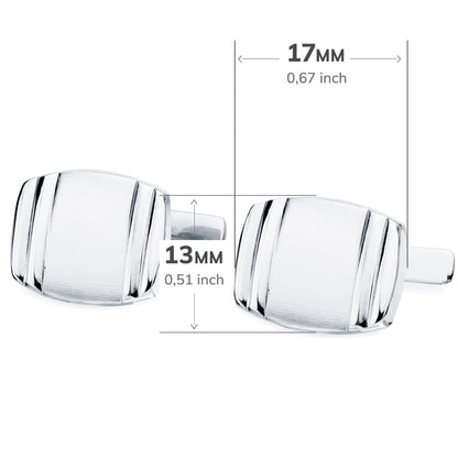 18K GEMELOS ORO BLANCO TONEL MATE Y BRILLO 17X13 MM CIERRE RIGIDO OSCILANTE