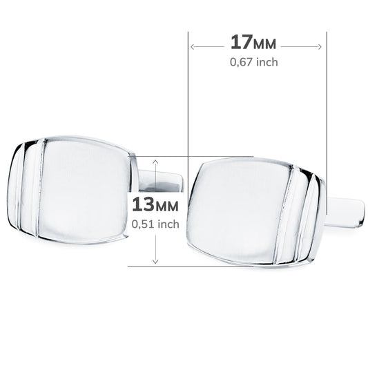 18K GEMELOS ORO BLANCO TONEL MATE Y BRILLO 17X13 MM CIERRE RIGIDO OCSILANTE