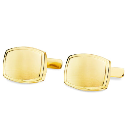 18K GEMELOS ORO AMARILLO TONEL MATE Y BRILLO 17X13 MM CIERRE RIGIDO OCSILANTE
