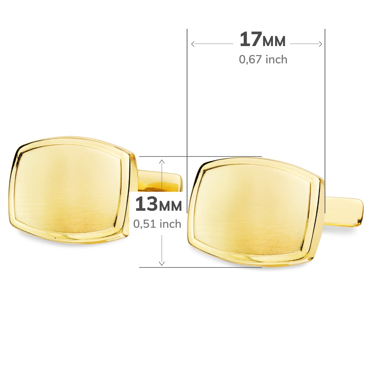 18K GEMELOS ORO AMARILLO TONEL MATE Y BRILLO 17X13 MM CIERRE RIGIDO OCSILANTE