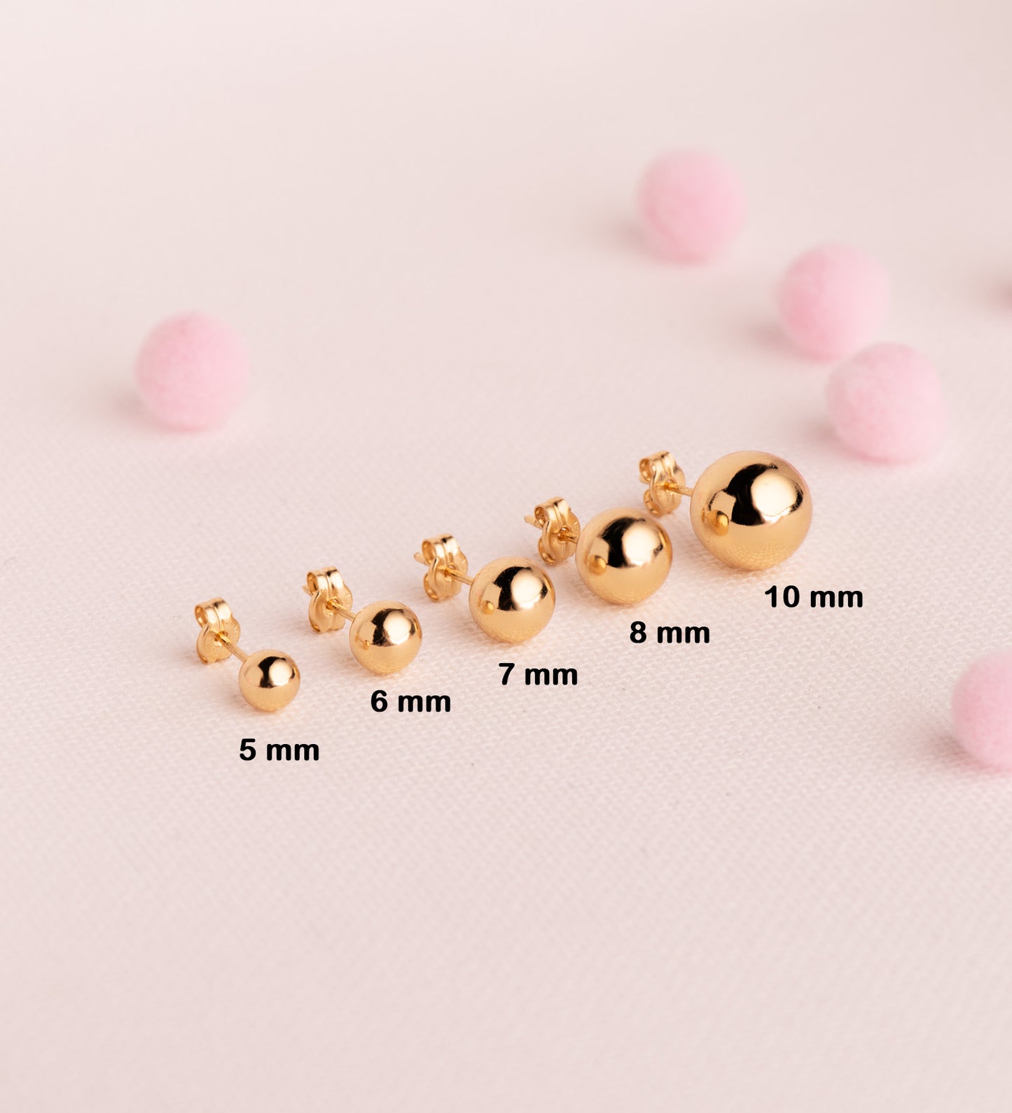 18K PENDIENTES ORO AMARILLO BOLA LISA BRILLA HUECA. ANCHO: 6 MM. CIERRE PRESION