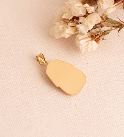 18K COLGANTE ORO AMARILLO EGIPCIO TUTANKAMON MATIZADO. 24X18 MM