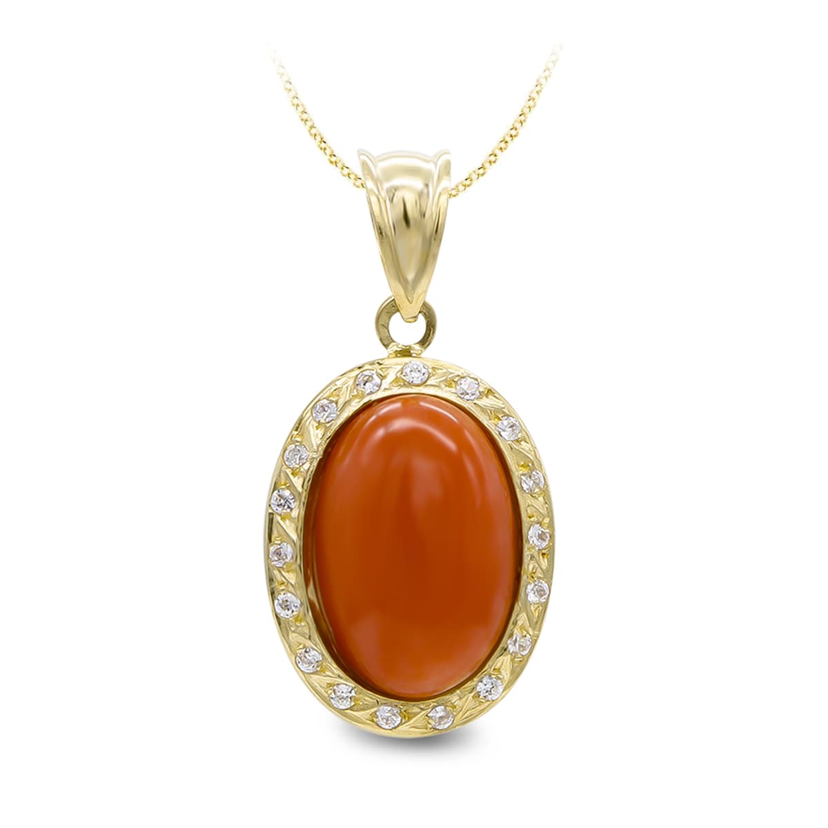 18K COLGANTE ORO AMARILLO CORAL FINO 14X10 MM CIRCONITAS