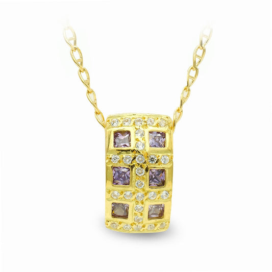 18K GARGANTILLA ORO AMARILLO CUADRA CON CIRCONITAS