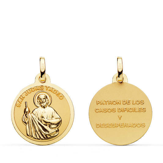18K MEDALLA ORO AMARILLO SAN JUDAS TADEO MATE Y BRILLO. MEDIDA: 18 MM