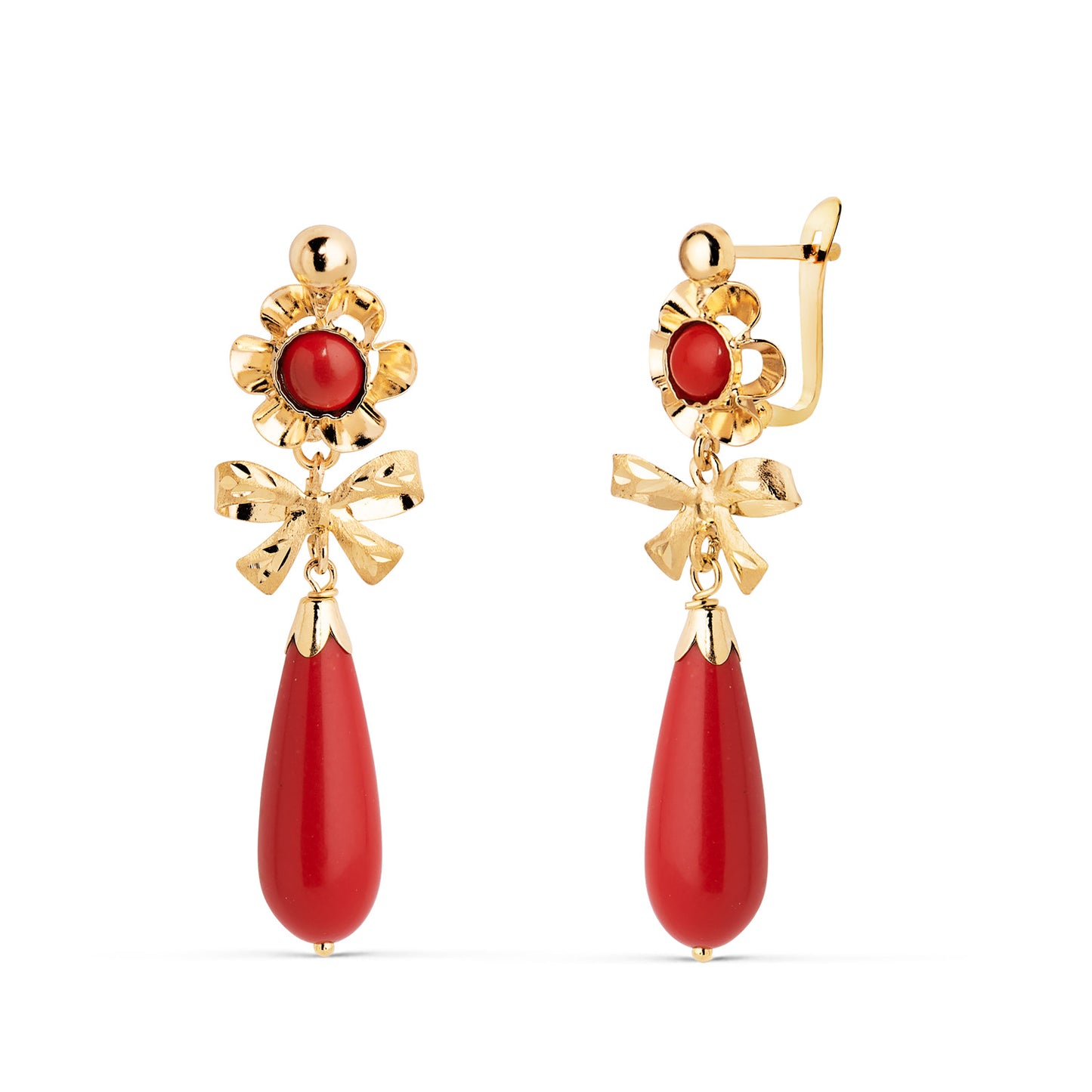 18K PENDIENTES CUBANAS ORO AMARILLO LAZO CORALINA. MEDIDA: 33X10 MM. CIERRE CATALAN