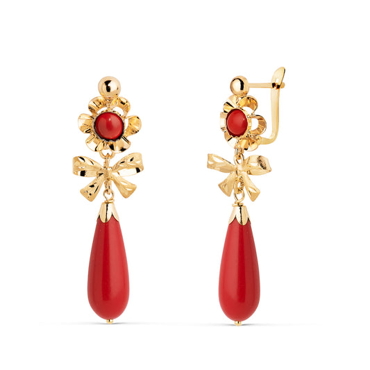 18K PENDIENTES CUBANAS ORO AMARILLO LAZO CORALINA. MEDIDA: 33X10 MM. CIERRE CATALAN