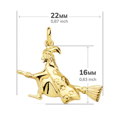 18K COLGANTE AMULETO ORO AMARILLO BRUJA 22X16 MM