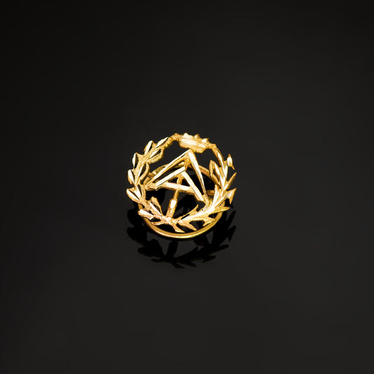 18K INSIGNIA ORO AMARILLO APAREJADOR ( ARQUITECTO TECNICO )16 X 15 MM