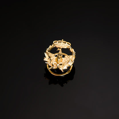 18K INSIGNIA ORO AMARILLO INGENIERO NAVAL 17 X 14 MM