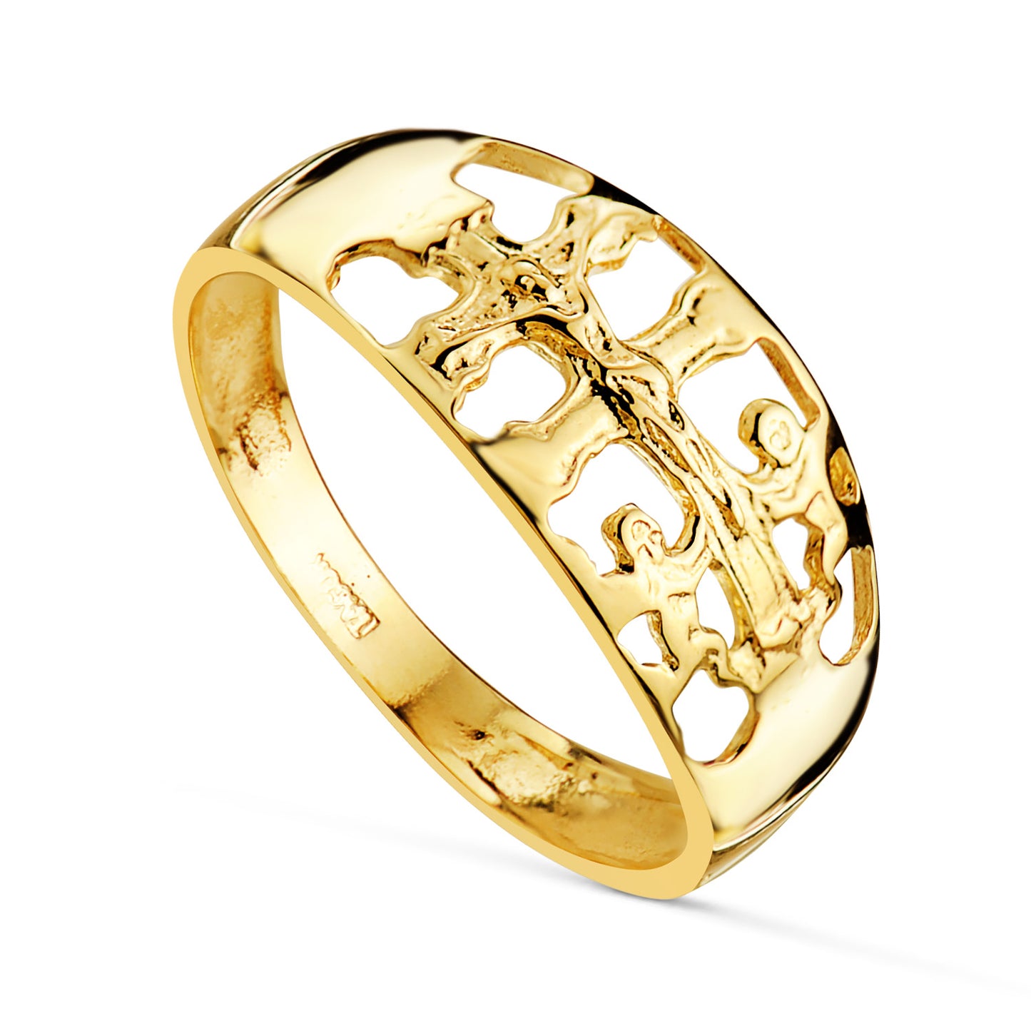 18K SORTIJA ORO AMARILLO CARAVACA ANCHO MOTIVO 7 MM